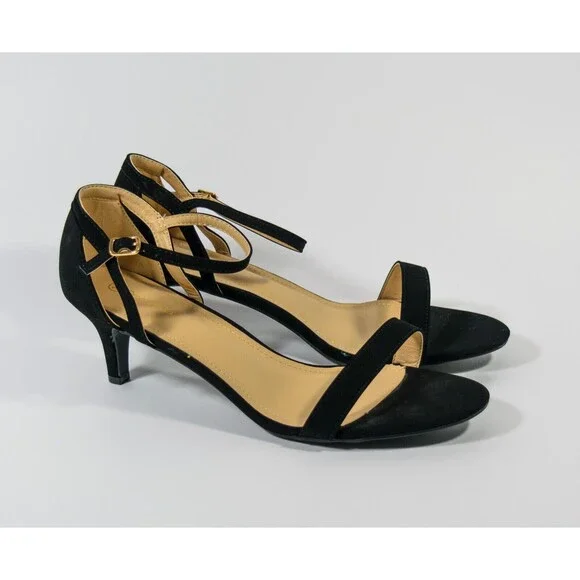 Dream Pairs Lexii Black Open Toe Stilettos Ankle Strap 2.5" Heel Shoes Sz 11 - Picture 8 of 8